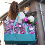 Diy Stoffe Inspiration 608e Strandtasche Xl Streifen Painted Flowers Outdoor Gurtband Label