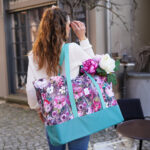 Diy Stoffe Inspiration 608f Strandtasche Xl Streifen Painted Flowers Outdoor Gurtband Label