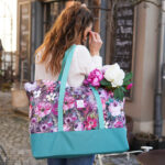Diy Stoffe Inspiration 608g Strandtasche Xl Streifen Painted Flowers Outdoor Gurtband Label