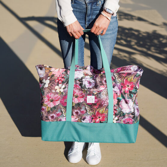 Diy Stoffe Inspiration 608n Strandtasche Xl Streifen Painted Flowers Gurtband Label