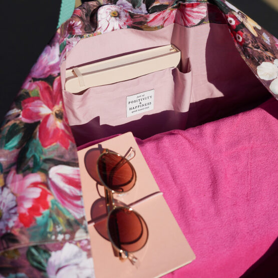 Diy Stoffe Inspiration 608o Strandtasche Xl Streifen Painted Flowers Label