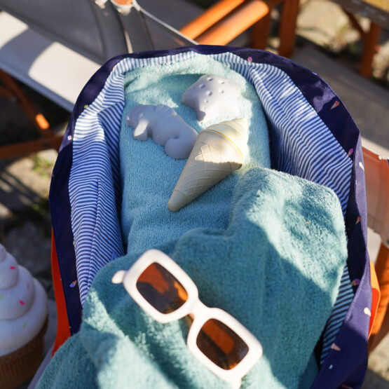 Diy Stoffe Inspiration 608u Strandtasche Xl Eiscreme Dunkelblau Label Frottee