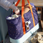 Diy Stoffe Inspiration 609a Strandtasche Xl Eiscreme Dunkelblau Label Gurtband Outdoor