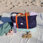 Diy Stoffe Inspiration 609a Strandtasche Xl Eiscreme Dunkelblau Label Gurtband Outdoor Kissen Softeis