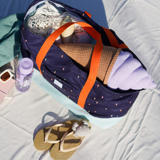 Diy Stoffe Inspiration 609d Strandtasche Xl Eiscreme Dunkelblau Label Gurtband Outdoor Kissen Softeis