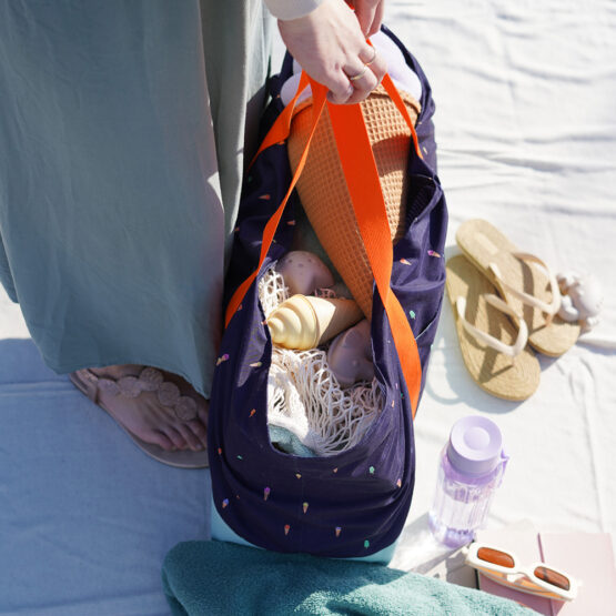 Diy Stoffe Inspiration 609g Strandtasche Xl Eiscreme Dunkelblau Label Gurtband Kissen Softeis Gurtband