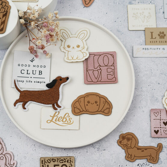 Diy Stoffe Inspiration 610r Label Patch Hund Dackel Leo Hase Love Herz Croissant