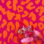 Leichter Canvas Großes Leomuster Dunkles Pink Orange1