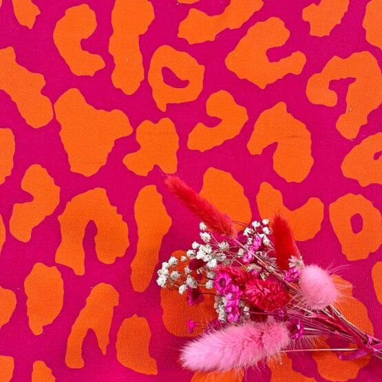 Leichter Canvas Großes Leomuster Dunkles Pink Orange1