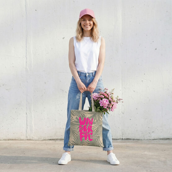 Stoffbeutel Leichter Canvas In Leinenoptik Palm Leaves Kik