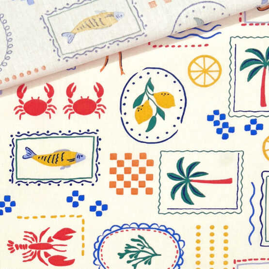 Baumwollstoff Mediterrane Elemente 1