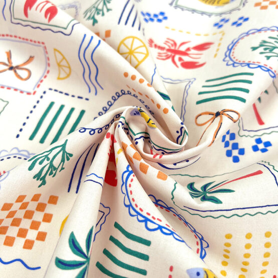 Baumwollstoff Mediterrane Elemente 2