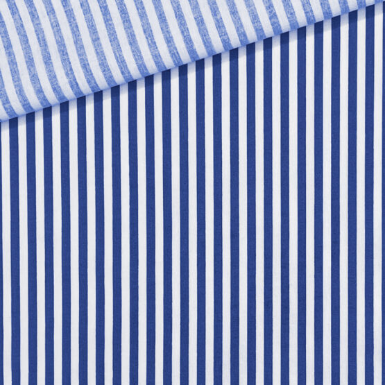 Baumwollstoff Streifen Koenigsblau Weiss 2