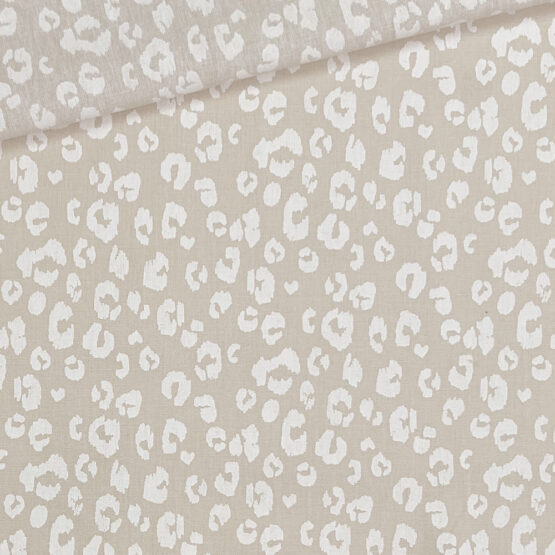 Leichter Baumwollstoff Leinenstruktur Mini Leo Weiss 1