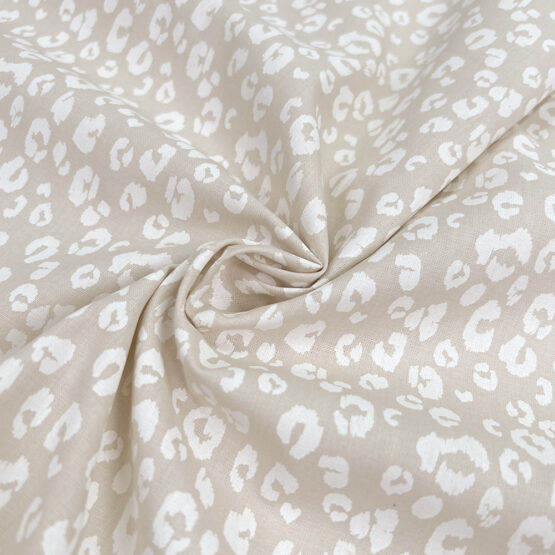 Leichter Baumwollstoff Leinenstruktur Mini Leo Weiss 2