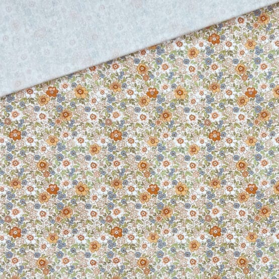 Popeline Mini Bluemchen Kupfer Ockergelb Natur 3