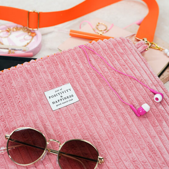 DIY Stoffe Inspiration - Tablettasche - Kosmetiktasche - Pink - Orange