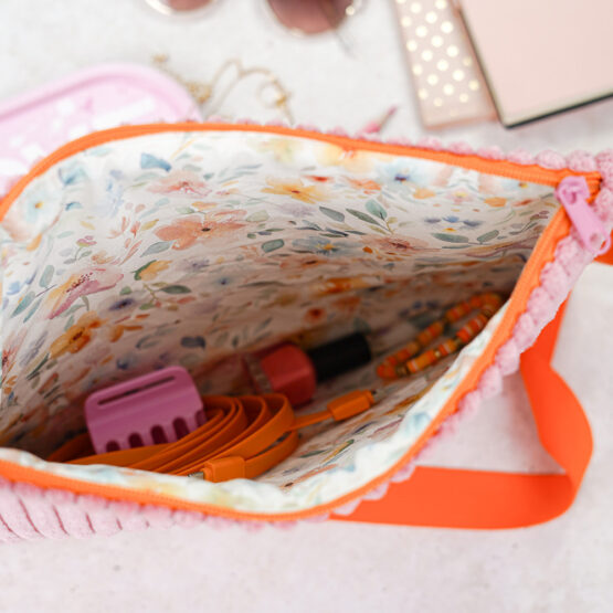 Diy Stoffe Inspiration 611w Tablettasche Kosmetiktasche Pink Orange