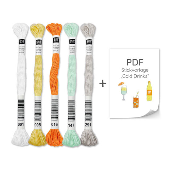 Diy Stoffe Stickset Cold Drinks