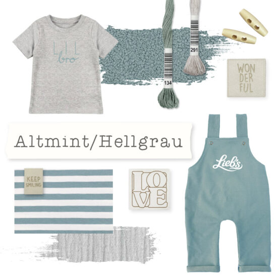 Moodboard Farpaket Baby Altmint Hellgrau