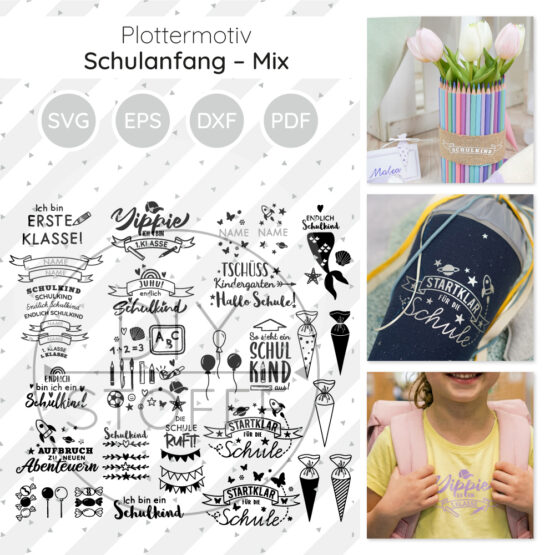 Schulanfang Mix Plottermotive Diy Stoffe 1