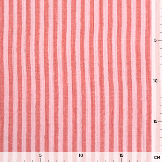 Musselin – Doubleface Streifen – Dunkle Koralle/Rosa