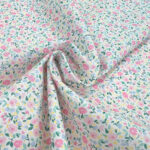 Popeline Baumwollstoff Tiny Pink Flowers Staubweiss 2