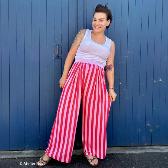 Viskose Streifen Scarlet Pink 2 Swafing Hose