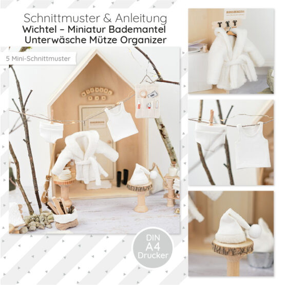 Wichtel Miniatur Bademantel Unterwaesche Muetze Organizer Startbild Diy Stoffe