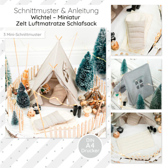 Wichtel Miniatur Zelt Luftmatratze Schlafsack Startbild Diy Stoffe