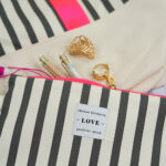 Diy Stoffe Inspiration 613d Kosmetik Tasche Paket Label Neon Streifen Pink
