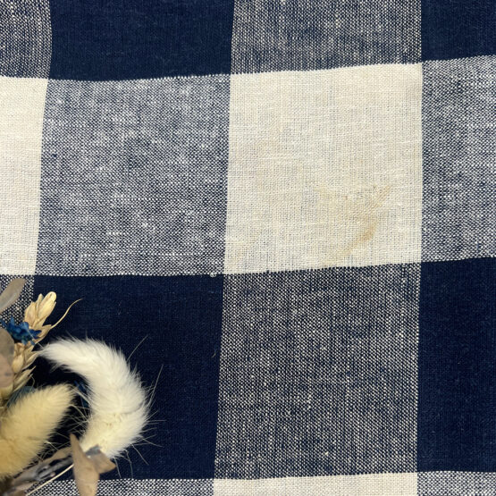 Leinen Viskose Navyblau Kariert B Ware 1