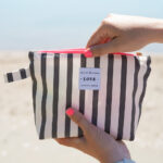 Diy Stoffe Inspiration 613o Strand Kosmetik Tasche Paket Label Neon Streifen Pink