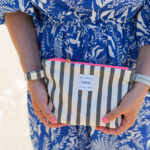 Diy Stoffe Inspiration 613r Strand Kosmetik Tasche Paket Label Neon Streifen Pink