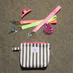 Diy Stoffe Inspiration 613v Strand Kosmetik Tasche Paket Label Neon Streifen Pink Webband Schluessel Clip Klemmverschluss