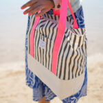 Diy Stoffe Inspiration 614c Strandtasche Paket Label Neon Streifen Pink