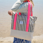 Diy Stoffe Inspiration 614d Strandtasche Paket Label Neon Streifen Pink