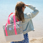 Diy Stoffe Inspiration 614g Strandtasche Paket Label Neon Streifen Pink