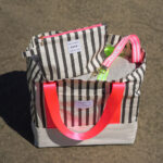 Diy Stoffe Inspiration 614j Strand Kosmetik Tasche Paket Label Neon Streifen Pink Webband.schluessel Clip Klemmverschluss